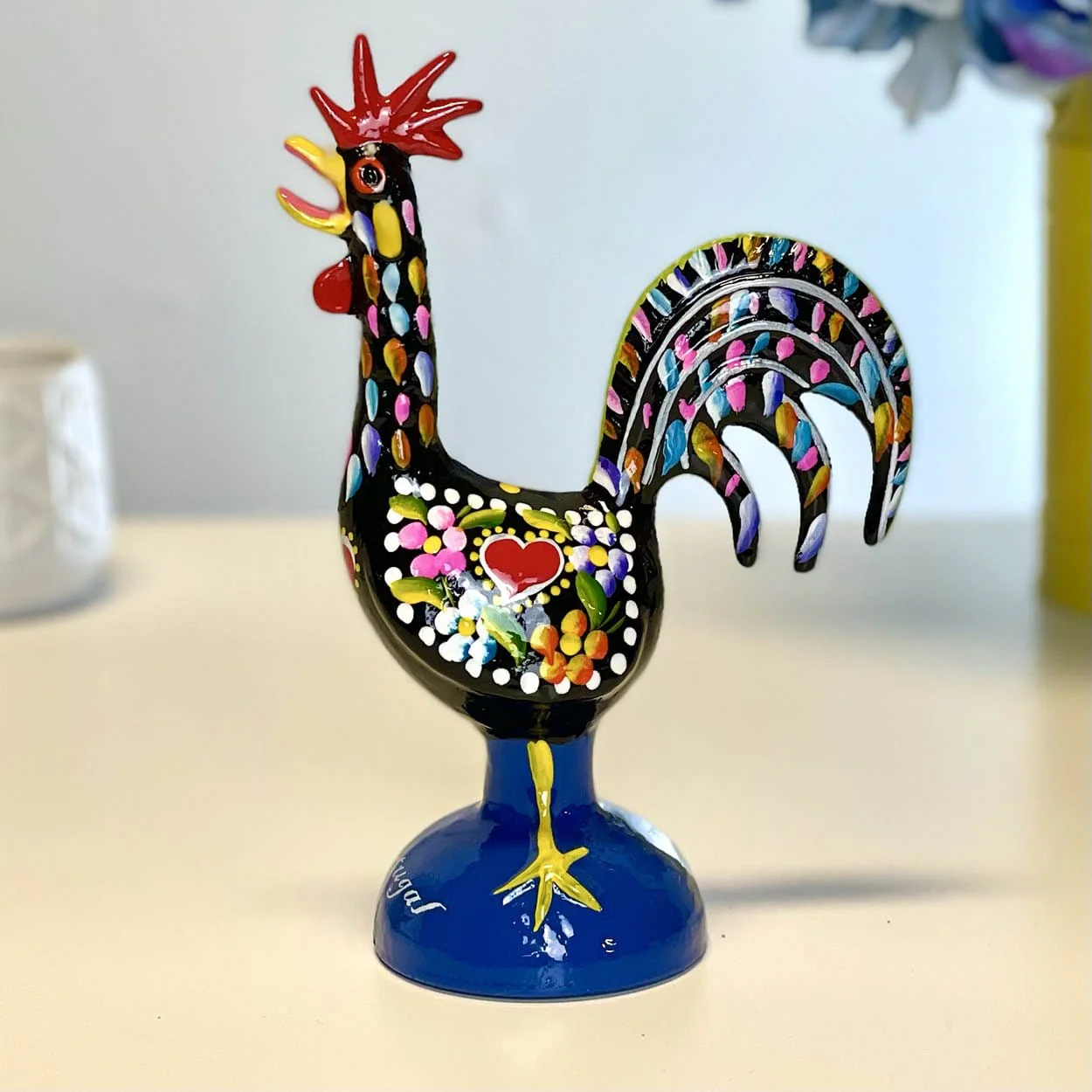Singing Barcelos Rooster Traditional Figurine (6.7" Metal)